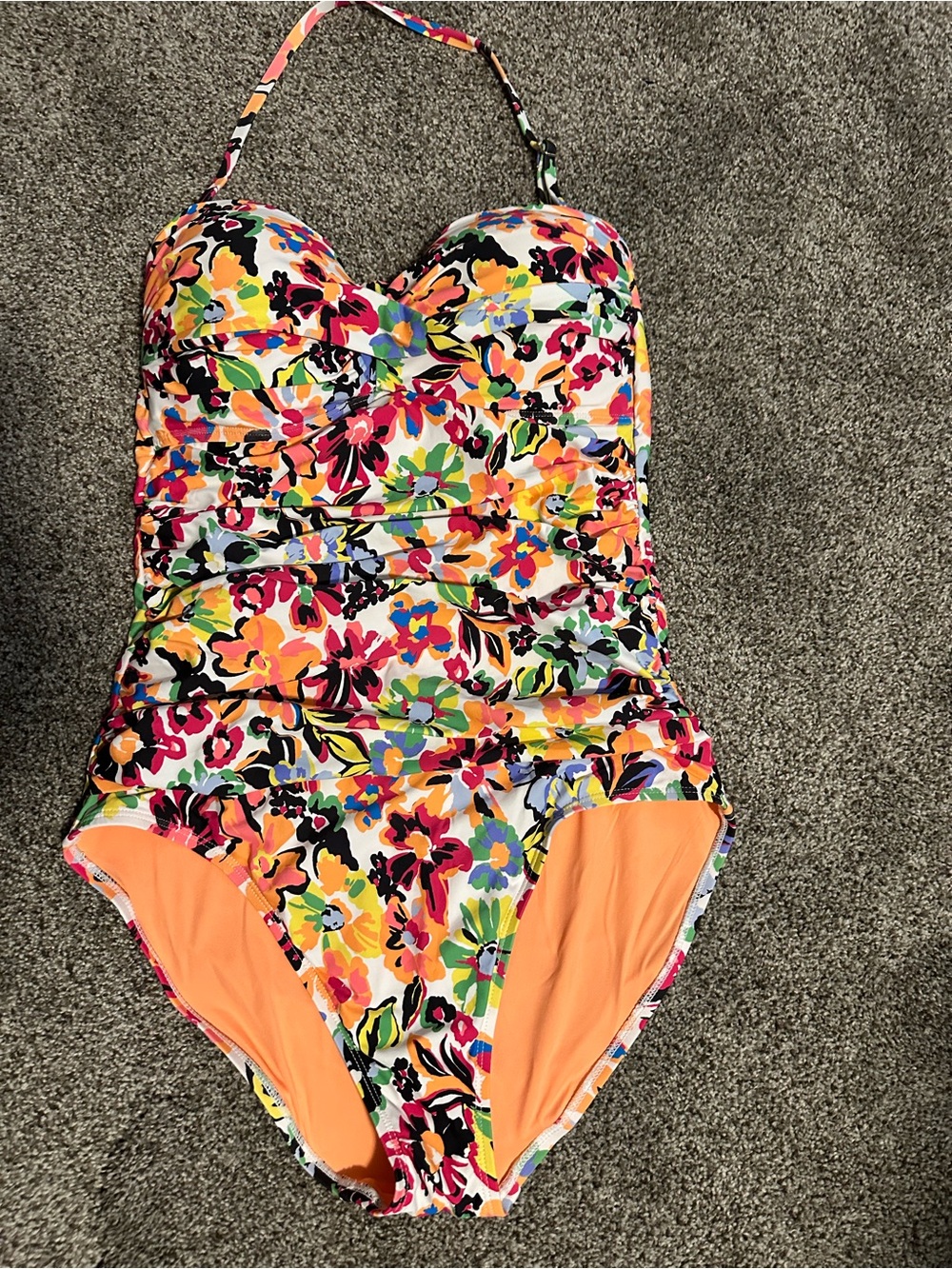 Anne Cole One Piece Swimsuit Size 10 Floral Ruched Slimming Beach Resort